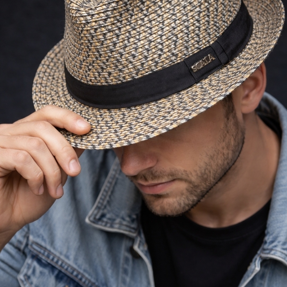 Scala Men's Trilby Fedora Hat Size Large Fine Paper Braid